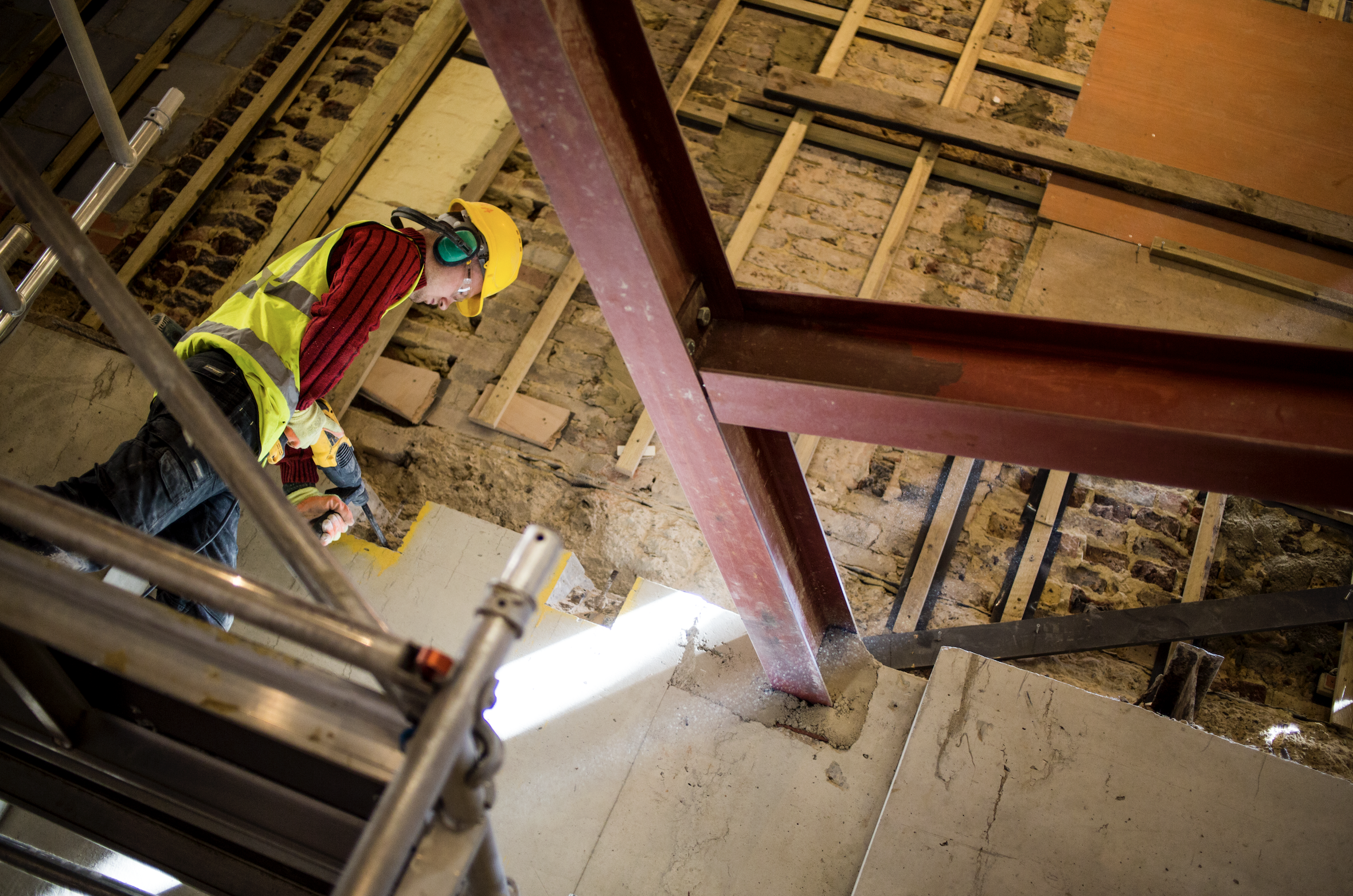Structural steel upper floor